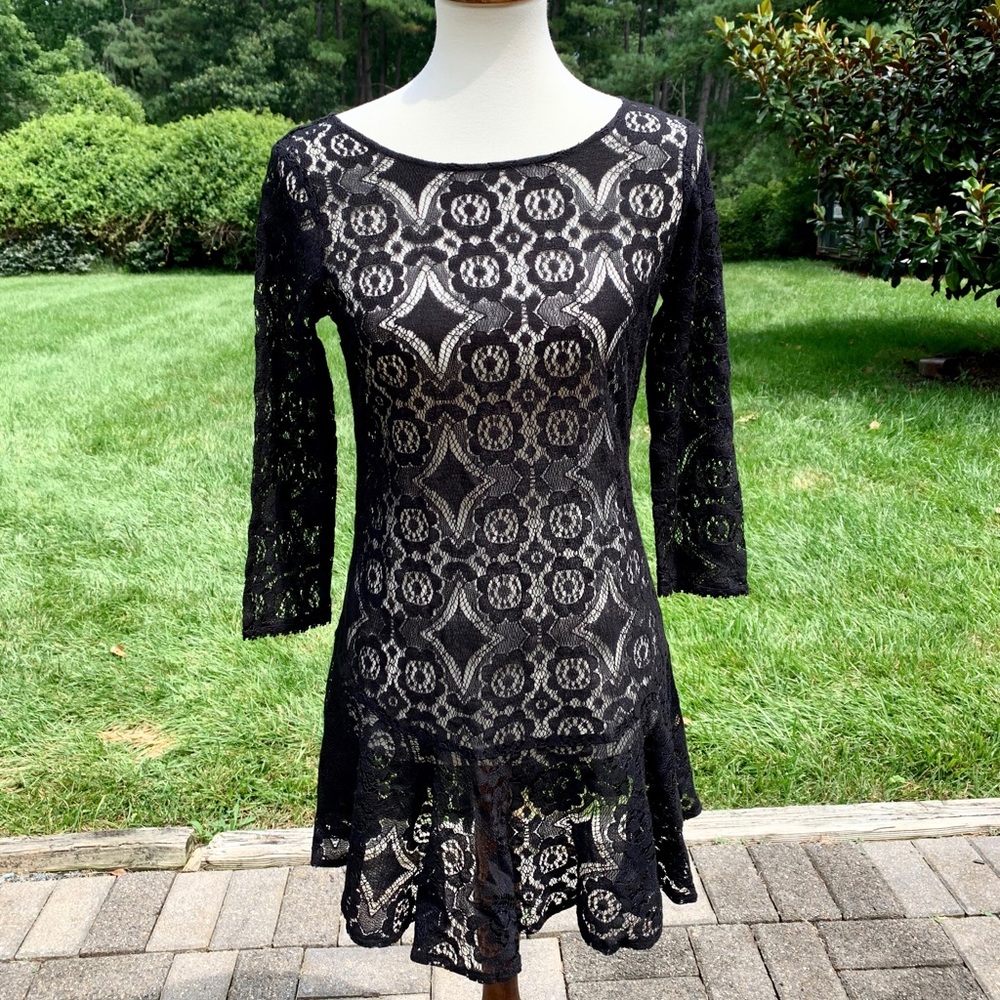 Free People Black Lace Dress. Size 2. EUC.